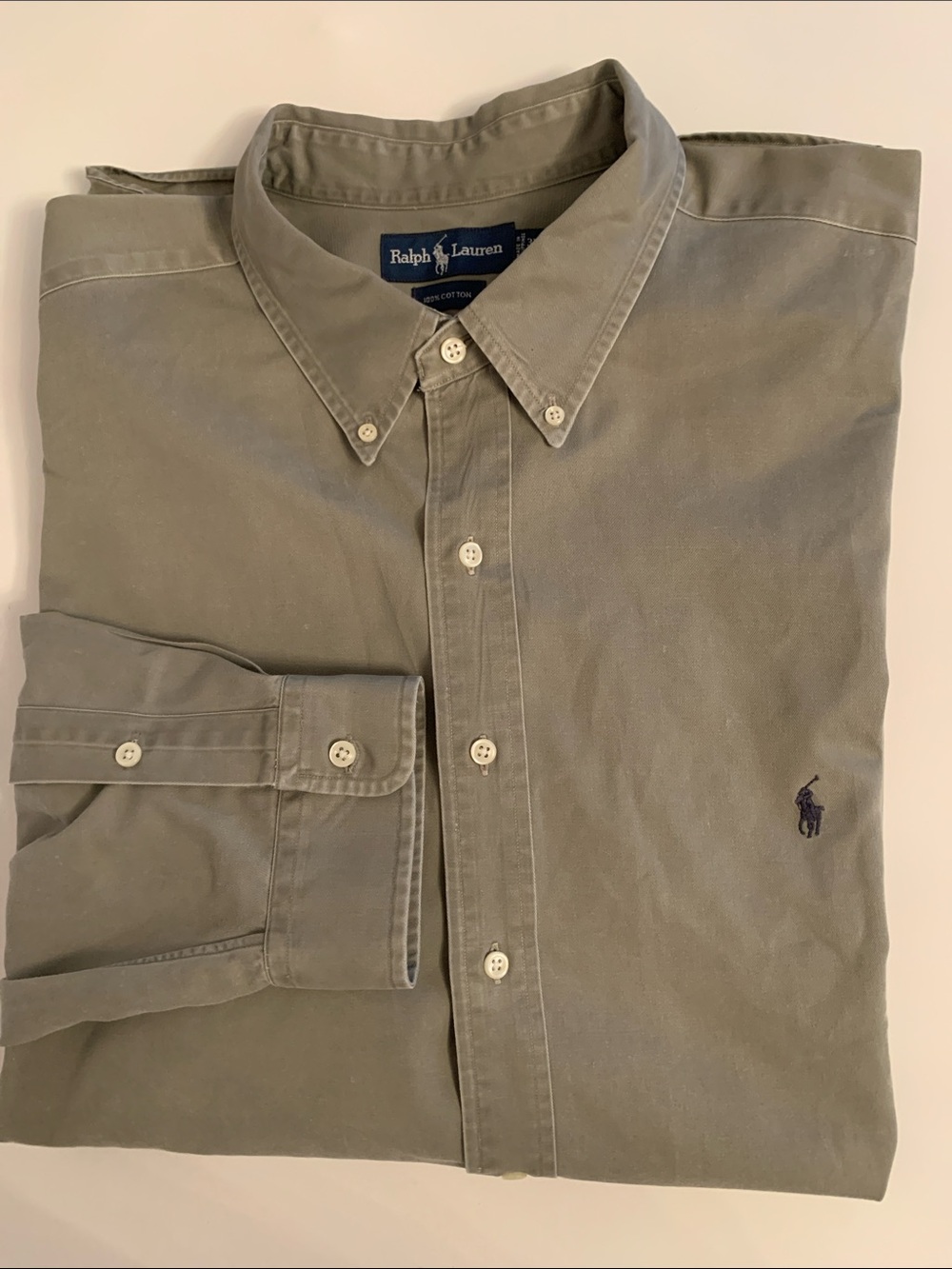 Polo by Ralph Lauren Olive Green Button-Down Cotton Shirt Size 3XB